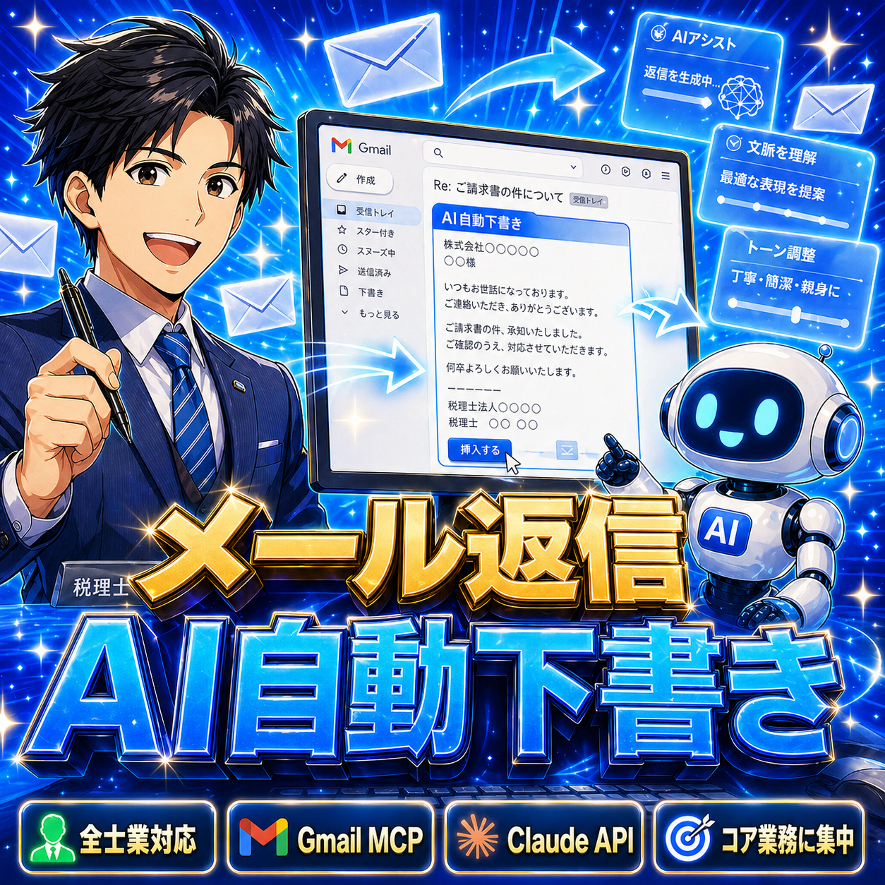 【全士業向け】相談メール返信下書きをAIで自動作成し、業務効率を劇的に改善する方法