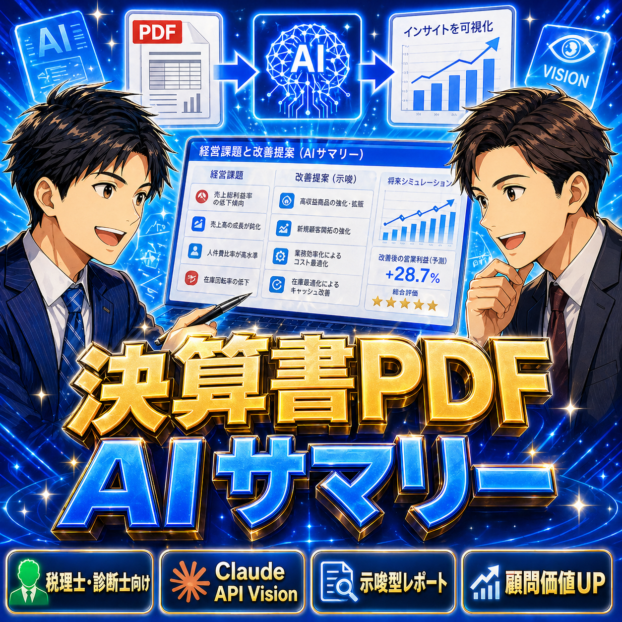 税理士・診断士必見！決算書PDFからAIで「示唆に富む」サマリーレポートを自動生成し、顧問先への付加価値を最大化する方法