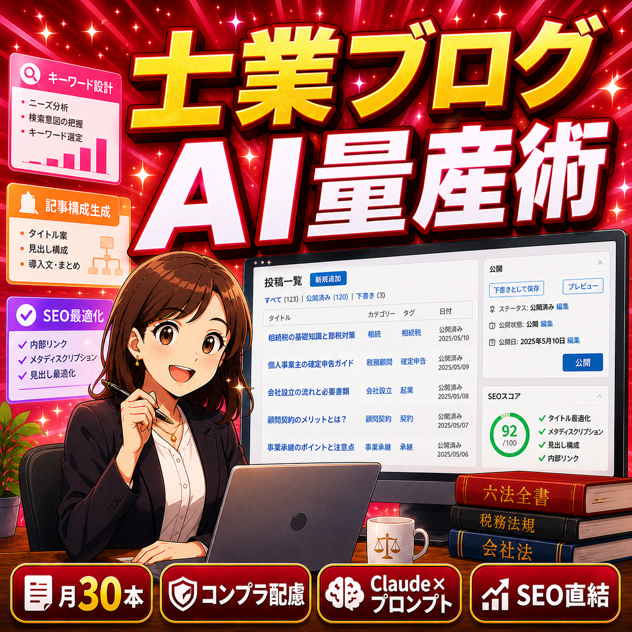 士業ブログ記事をAIで量産！コンプラ配慮型プロンプトと実践術【SEO対策も】